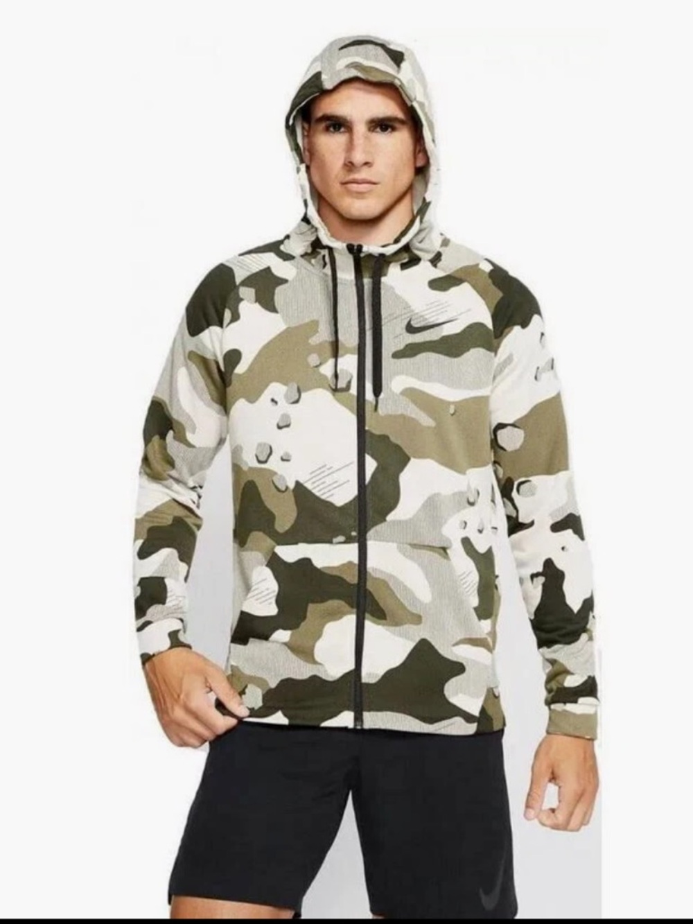 Nike Men’s Dri-Fit Hoodie Sweatshirt Zip Up Desert Camo Sportswear Training XL